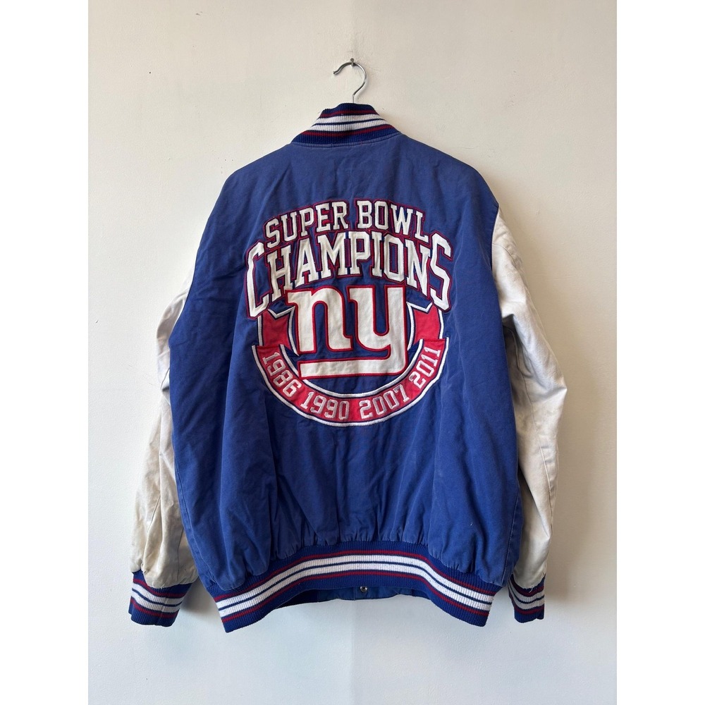 New York Giants Jacket Mens XL Blue White NFL Football Super Bowl Champions - Picture 6 of 10